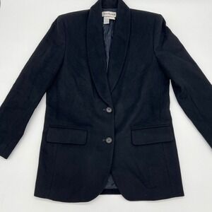 Vintage‎ Anne Klein II Wool Cashmere Blazer Jacket Black Union Made USA Size S